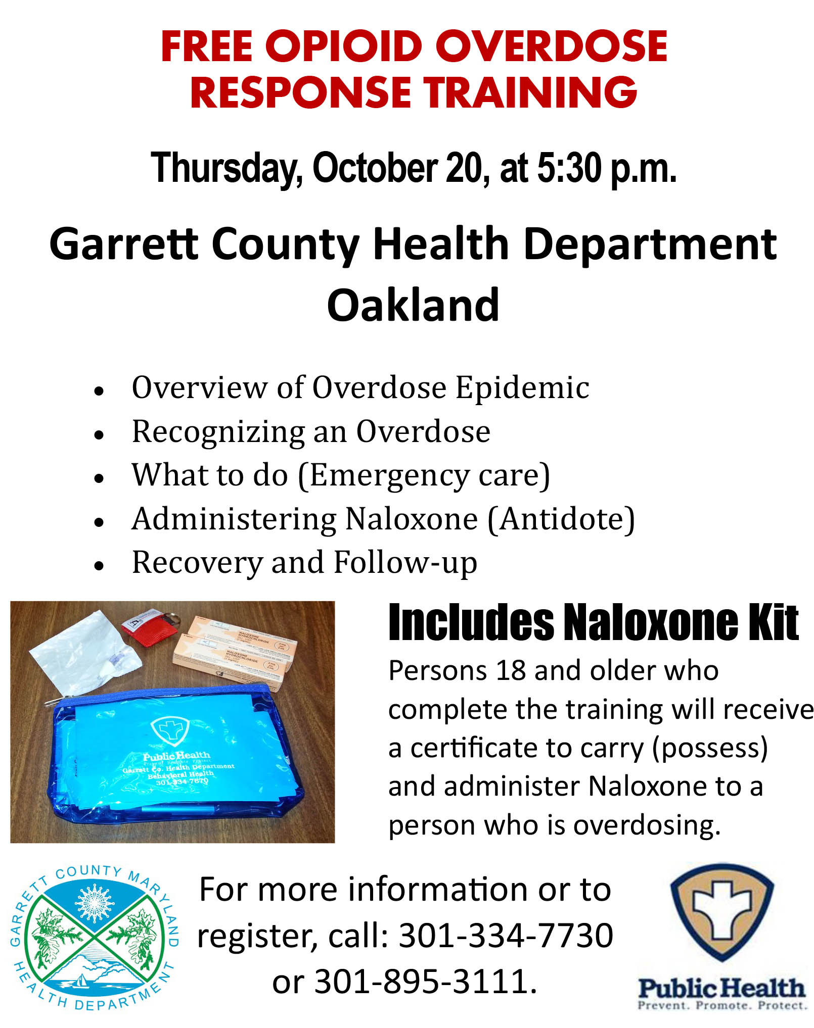 FREE Opioid Response Training - Garrett County Health Department