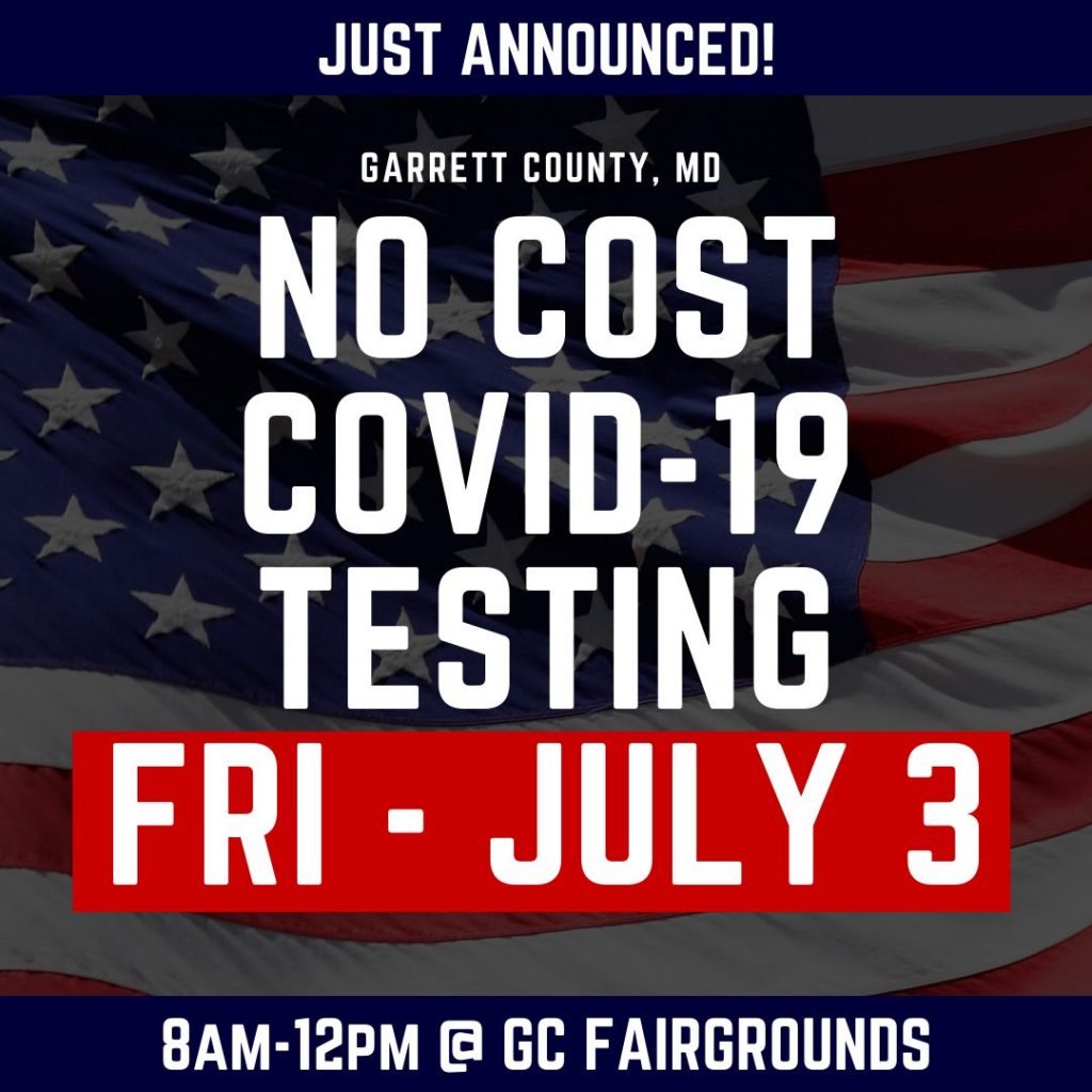REMINDER – No Cost COVID-19 Testing Available 7/3 @ GC Fairgrounds – 8am-12pm