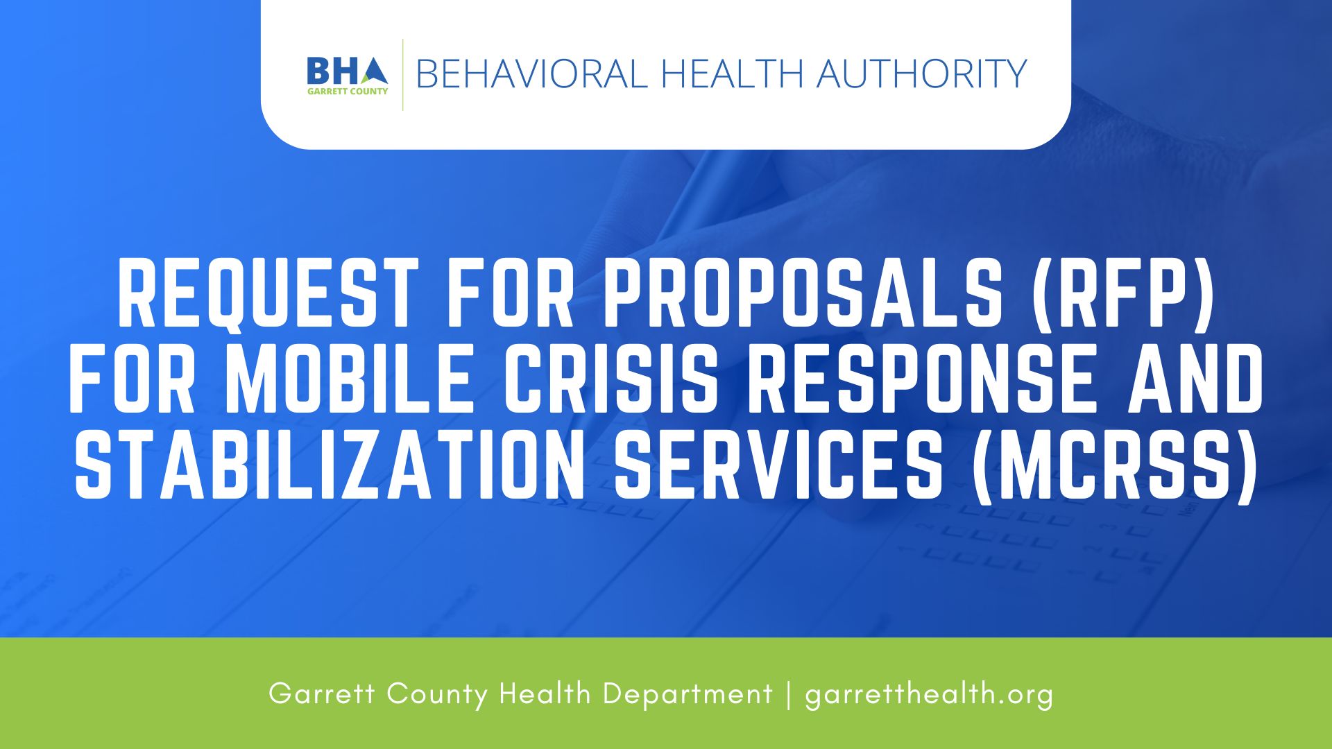 Request For Proposals (RFP) for Mobile Crisis Response and