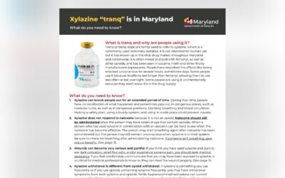 Updated Alert: Xylazine “Tranq” Is In Maryland (Resources For The Community & Partners)