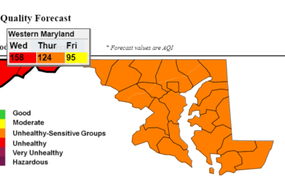 ⚠️ Today’s Air Quality Forecast: UNHEALTHY ⚠️ Updated 6/28/2023 @ 11:34AM – Maryland Department of the Environment Resources: Air Quality Forecast & Action Guide