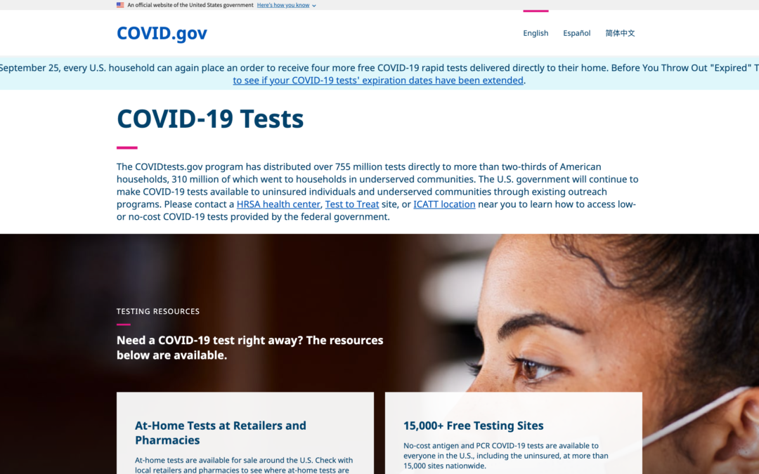 Now Available - FREE Federal COVID-19 Mail-Order Test Kit Program