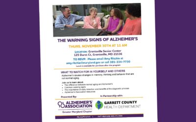 TODAY – Community Event: The Warning Signs of Alzheimer’s