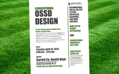 Reminder: OSSD Design Event Scheduled – On-Site Sewage Disposal Applications, Permits, and Site Plans (Registration Required by April 9, 2024)