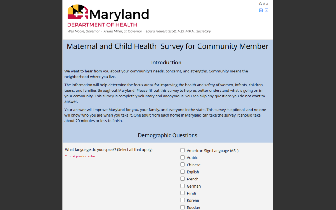 Maternal and Child Health Survey for Community Members