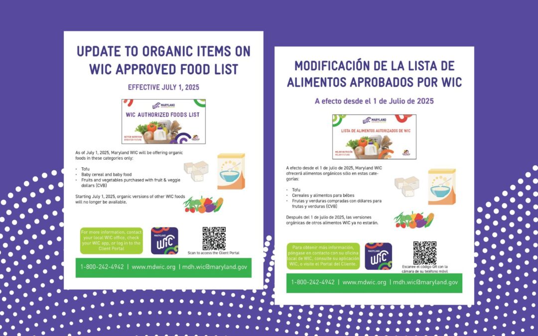 WIC: Update to Organic Items on WIC Approved Food List
