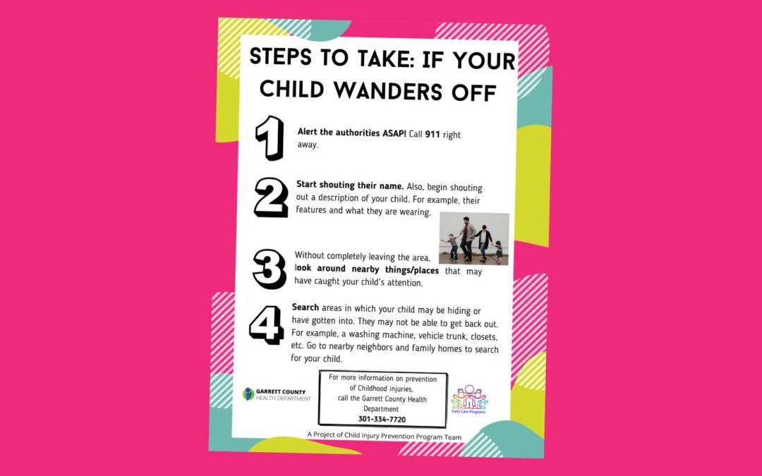 From the Garrett County Health Department’s Early Care Programs Unit: What if your child wanders off? What do you do, who do you call?