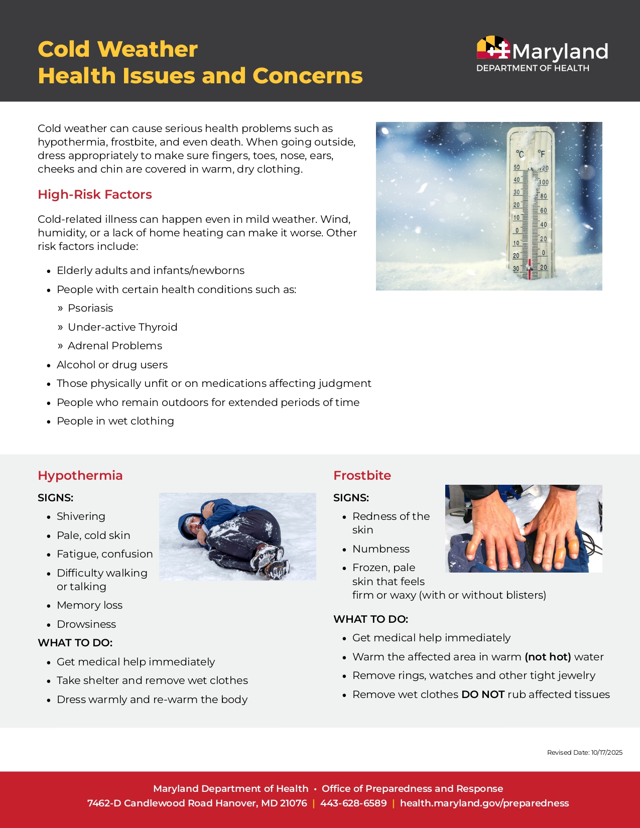 Cold Weather Flyer From MDH