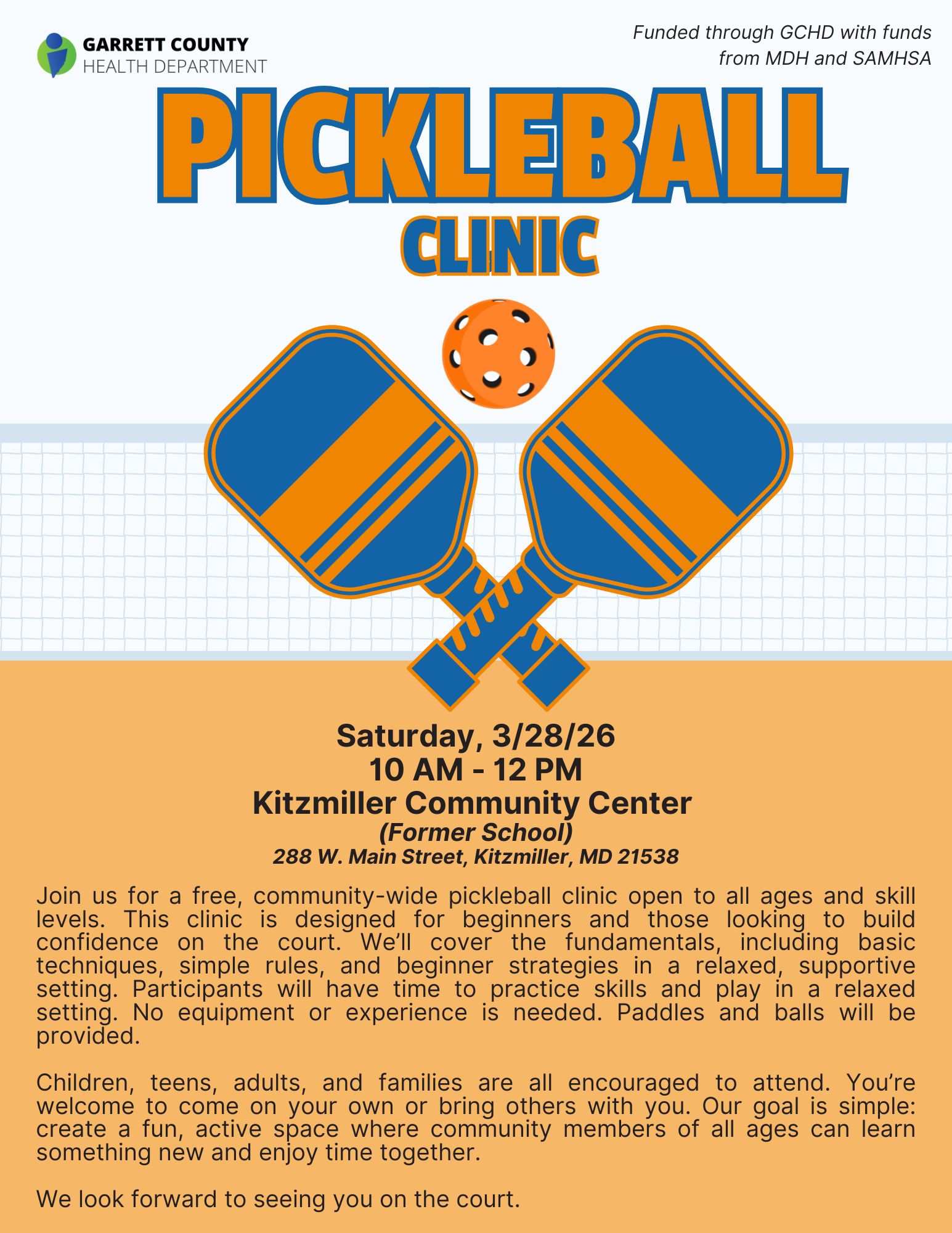 Pickleball Flyer for Kitzmiller