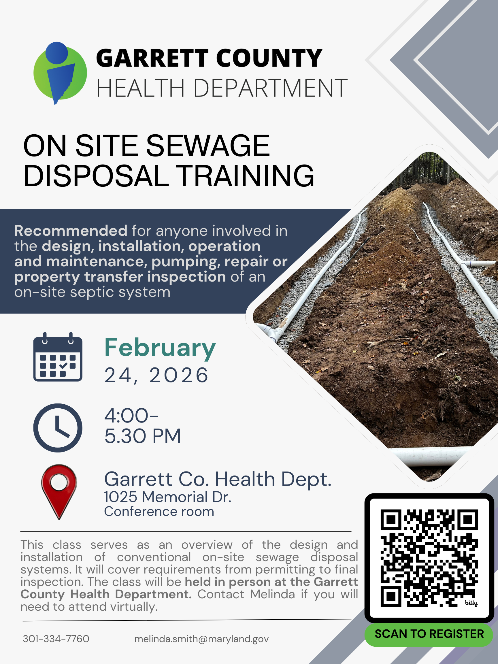 On Site Sewage Disposal Training Flyer